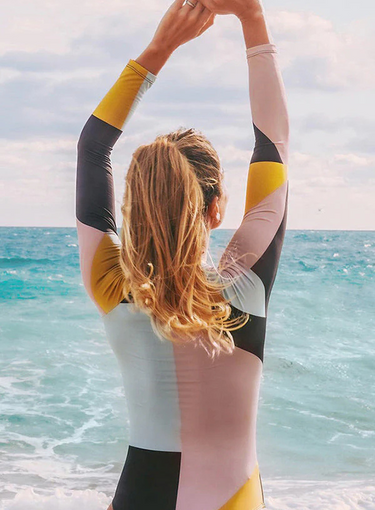 Striped Zip-Front Rash Guard